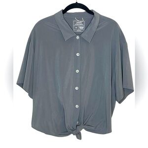 WAYRE Gray Tie Front Button Front Shirt‎